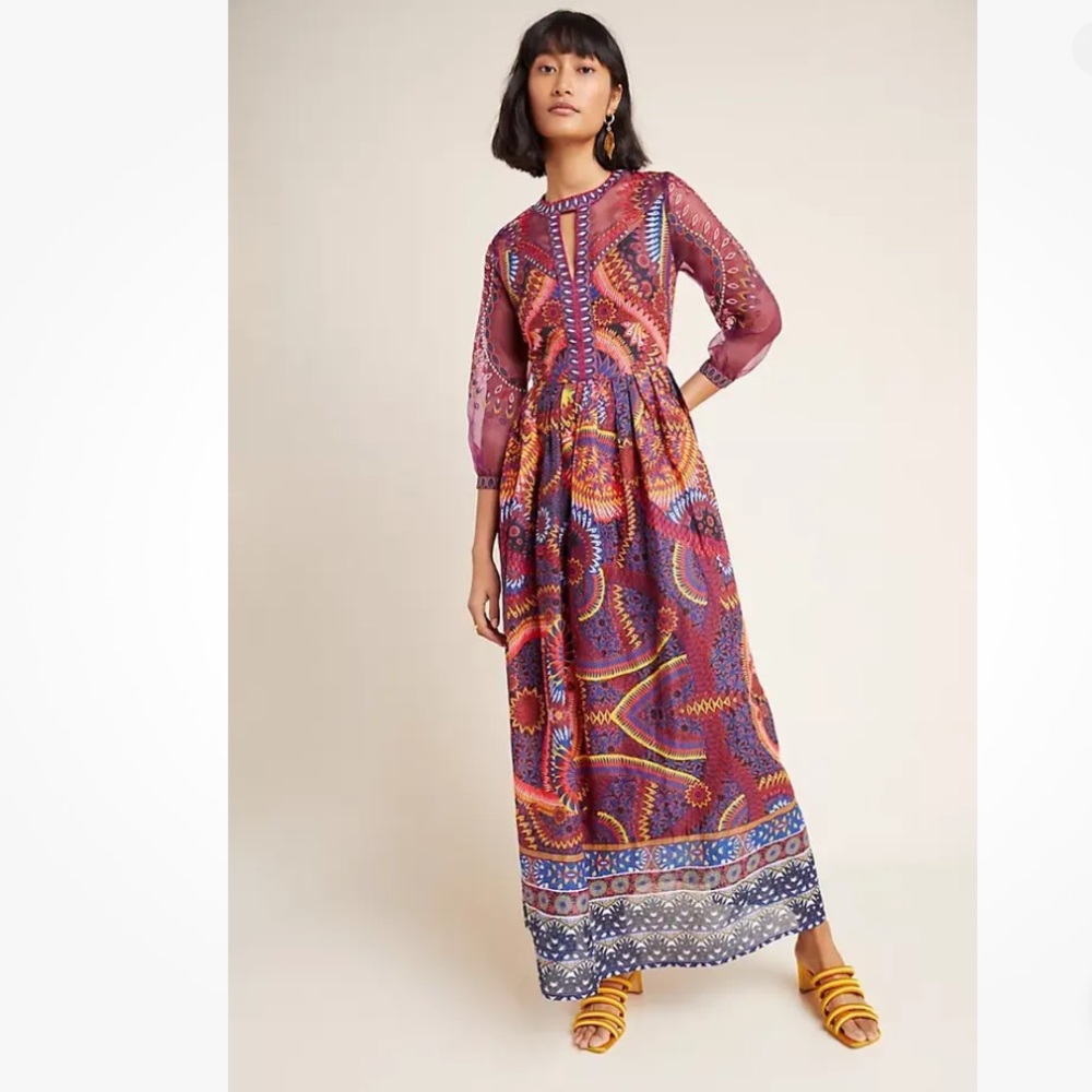 Anthropologie A+ Maren printed keyhole maxi dress 4